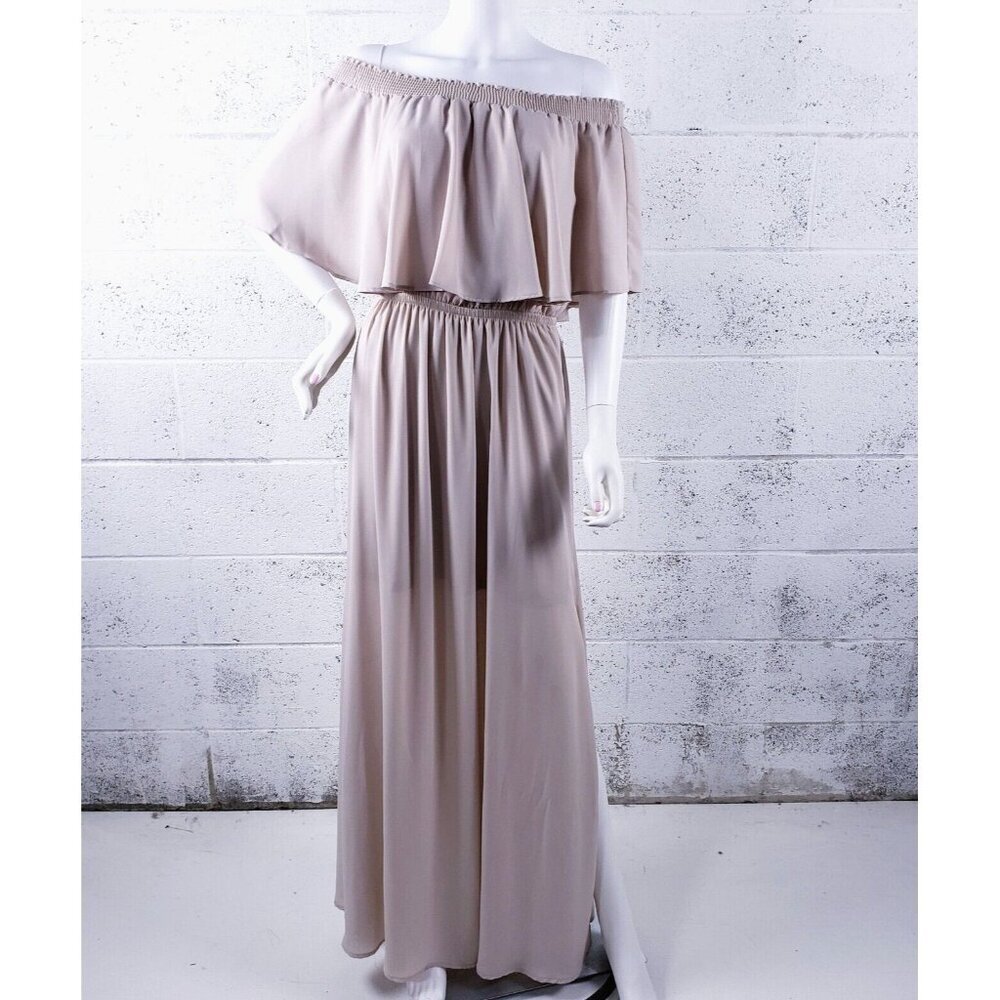 Show Me‎ Your MuMu Size XL Hacienda Maxi Dress Bridesmaid Formal Beige Neutral